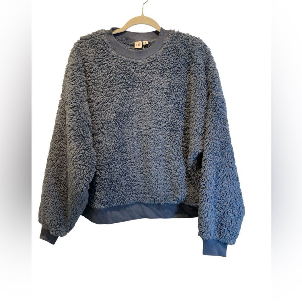 GAP Sherpa Crewneck Women's Cozy Blue Sherpa Sweatshirts size M